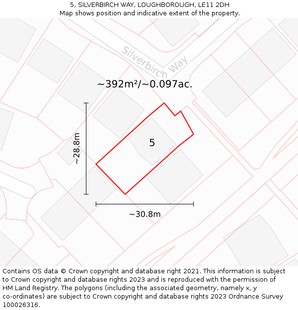 5, SILVERBIRCH WAY, LOUGHBOROUGH, LE11 2DH: Plot and title map