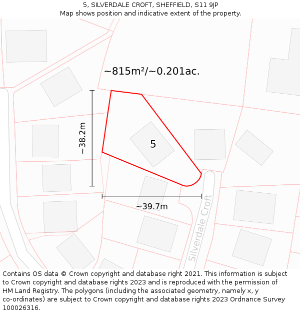 5, SILVERDALE CROFT, SHEFFIELD, S11 9JP: Plot and title map
