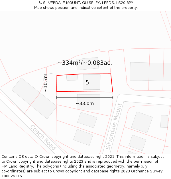 5, SILVERDALE MOUNT, GUISELEY, LEEDS, LS20 8PY: Plot and title map