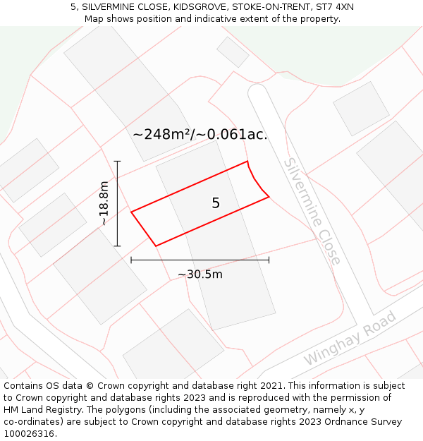 5, SILVERMINE CLOSE, KIDSGROVE, STOKE-ON-TRENT, ST7 4XN: Plot and title map
