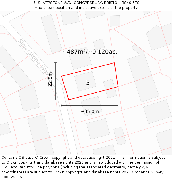5, SILVERSTONE WAY, CONGRESBURY, BRISTOL, BS49 5ES: Plot and title map