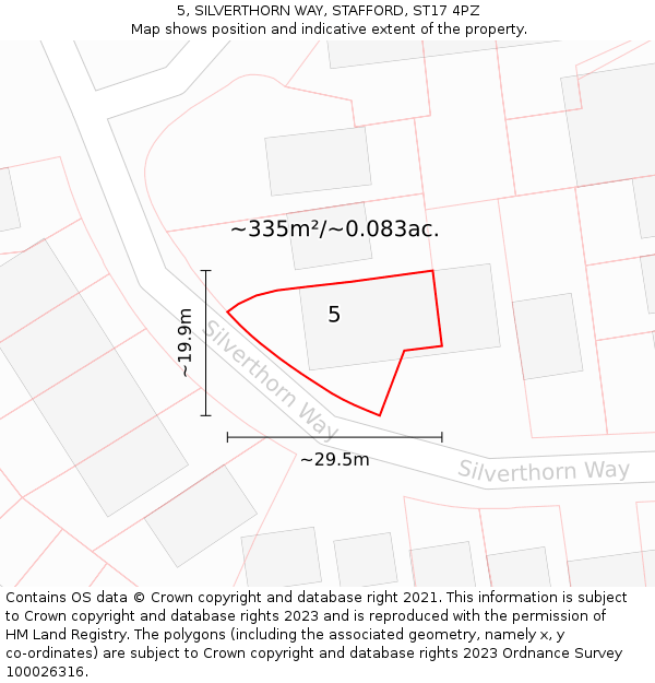 5, SILVERTHORN WAY, STAFFORD, ST17 4PZ: Plot and title map
