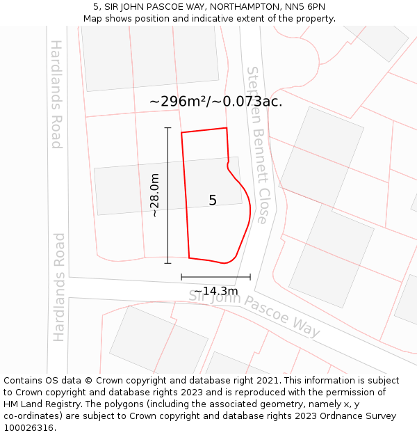 5, SIR JOHN PASCOE WAY, NORTHAMPTON, NN5 6PN: Plot and title map