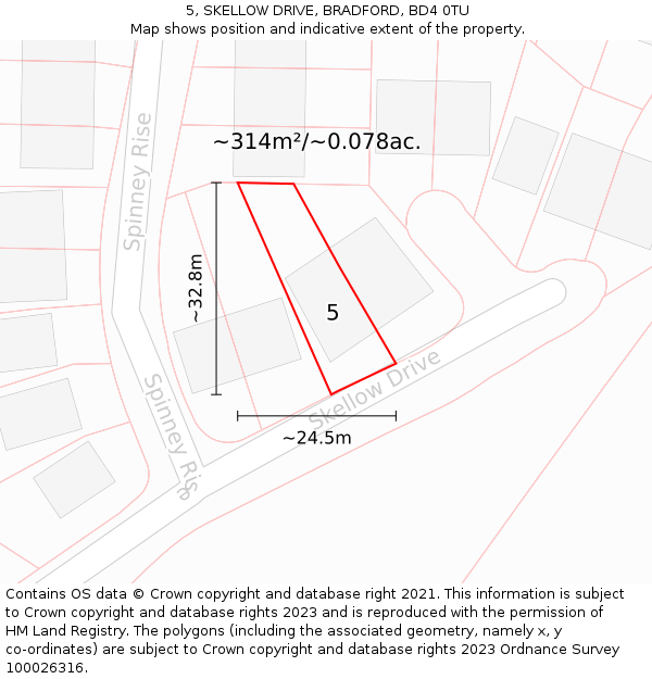 5, SKELLOW DRIVE, BRADFORD, BD4 0TU: Plot and title map