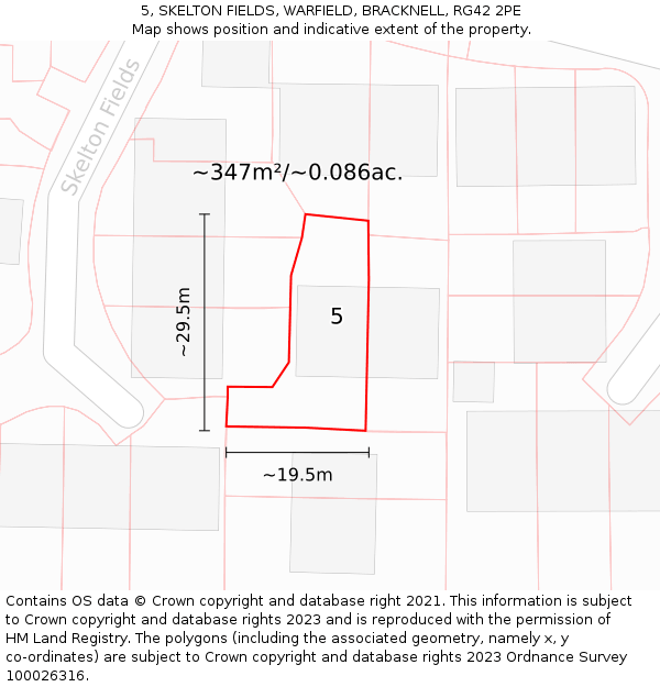 5, SKELTON FIELDS, WARFIELD, BRACKNELL, RG42 2PE: Plot and title map