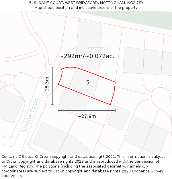 5, SLOANE COURT, WEST BRIDGFORD, NOTTINGHAM, NG2 7SY: Plot and title map