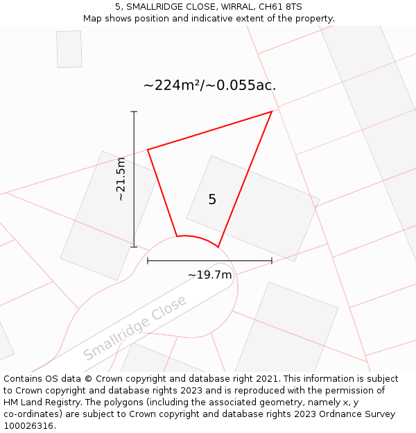 5, SMALLRIDGE CLOSE, WIRRAL, CH61 8TS: Plot and title map