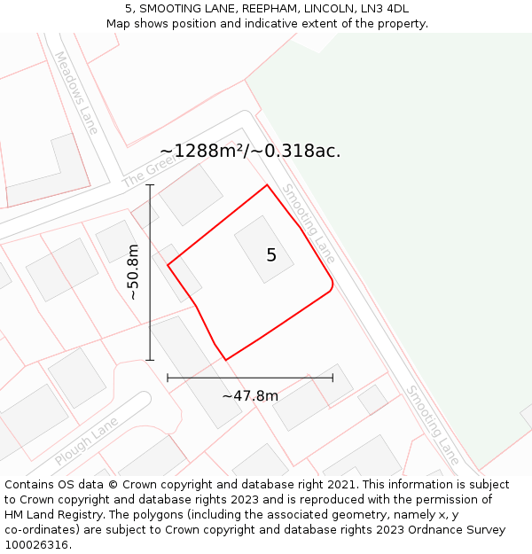 5, SMOOTING LANE, REEPHAM, LINCOLN, LN3 4DL: Plot and title map