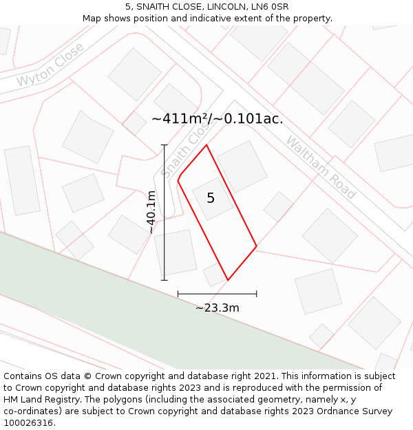 5, SNAITH CLOSE, LINCOLN, LN6 0SR: Plot and title map