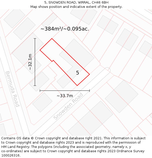 5, SNOWDEN ROAD, WIRRAL, CH46 6BH: Plot and title map