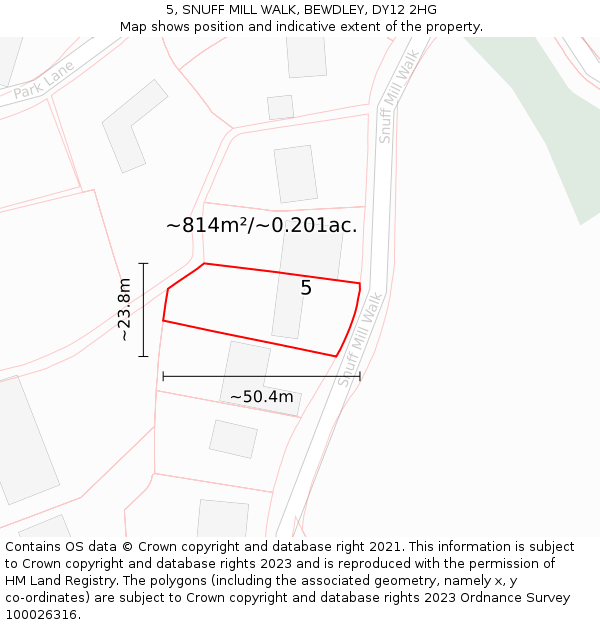 5, SNUFF MILL WALK, BEWDLEY, DY12 2HG: Plot and title map
