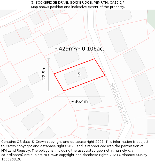 5, SOCKBRIDGE DRIVE, SOCKBRIDGE, PENRITH, CA10 2JP: Plot and title map