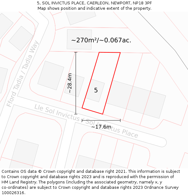 5, SOL INVICTUS PLACE, CAERLEON, NEWPORT, NP18 3PF: Plot and title map