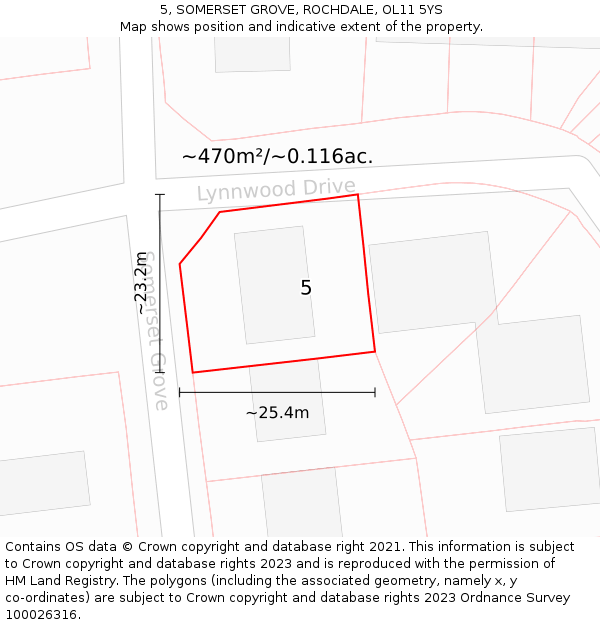 5, SOMERSET GROVE, ROCHDALE, OL11 5YS: Plot and title map