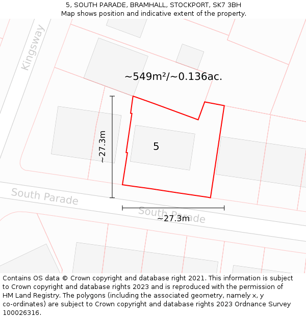 5, SOUTH PARADE, BRAMHALL, STOCKPORT, SK7 3BH: Plot and title map