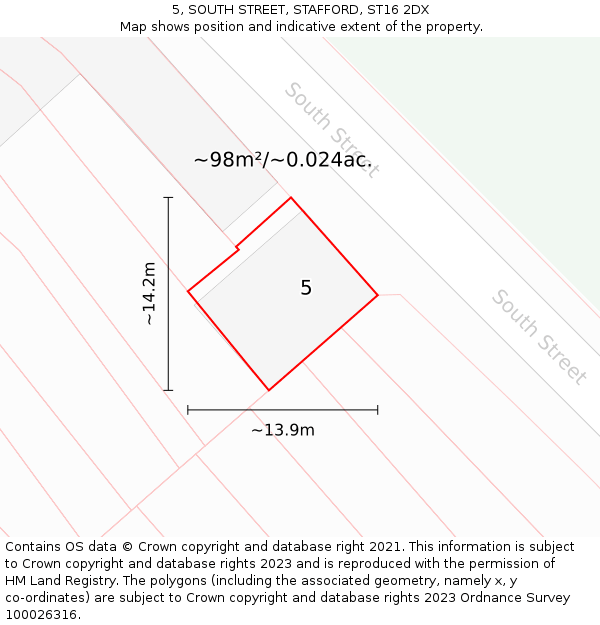 5, SOUTH STREET, STAFFORD, ST16 2DX: Plot and title map