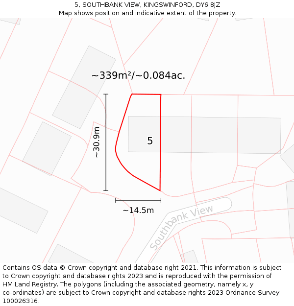 5, SOUTHBANK VIEW, KINGSWINFORD, DY6 8JZ: Plot and title map