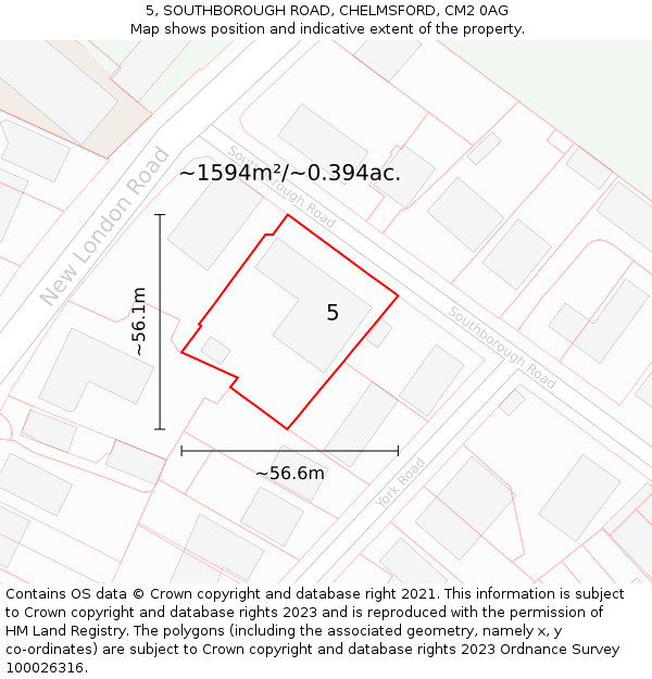 5, SOUTHBOROUGH ROAD, CHELMSFORD, CM2 0AG: Plot and title map