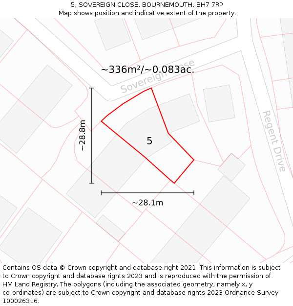 5, SOVEREIGN CLOSE, BOURNEMOUTH, BH7 7RP: Plot and title map