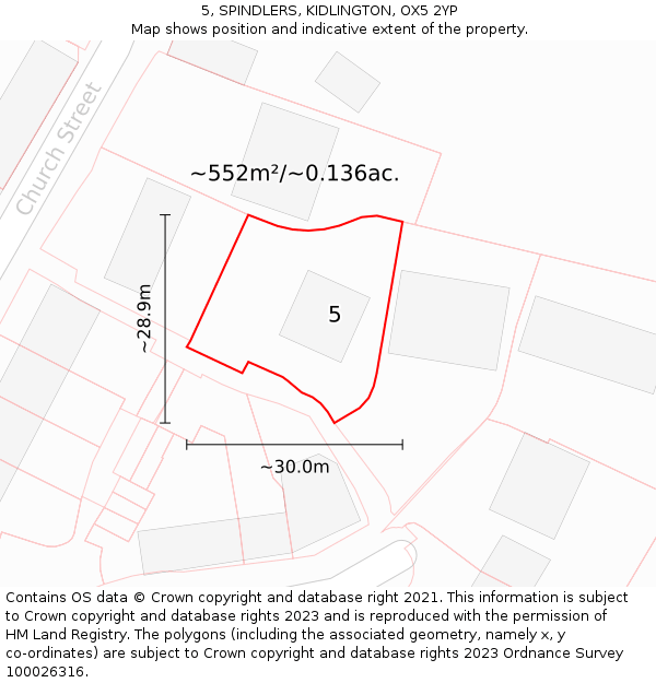 5, SPINDLERS, KIDLINGTON, OX5 2YP: Plot and title map
