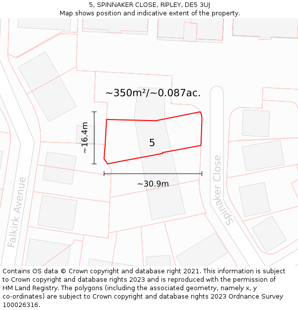 5, SPINNAKER CLOSE, RIPLEY, DE5 3UJ: Plot and title map