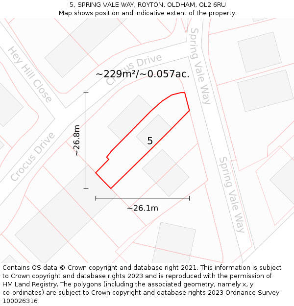 5, SPRING VALE WAY, ROYTON, OLDHAM, OL2 6RU: Plot and title map