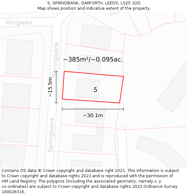 5, SPRINGBANK, GARFORTH, LEEDS, LS25 1DD: Plot and title map