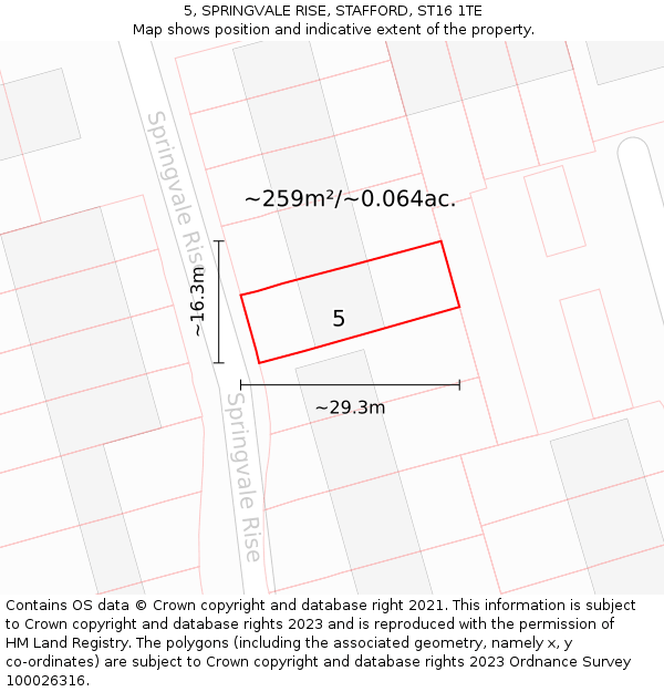 5, SPRINGVALE RISE, STAFFORD, ST16 1TE: Plot and title map