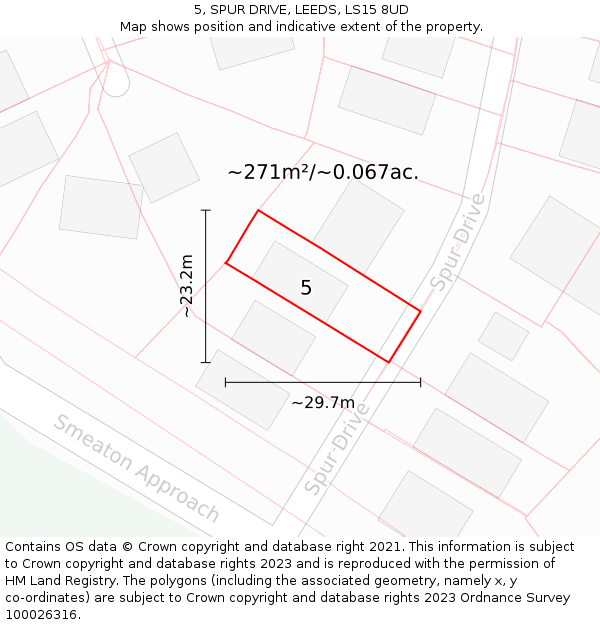 5, SPUR DRIVE, LEEDS, LS15 8UD: Plot and title map