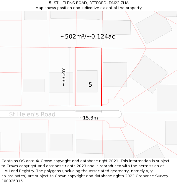 5, ST HELENS ROAD, RETFORD, DN22 7HA: Plot and title map