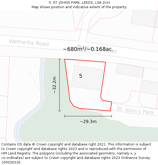 5, ST. JOHNS PARK, LEEDS, LS8 2UH: Plot and title map