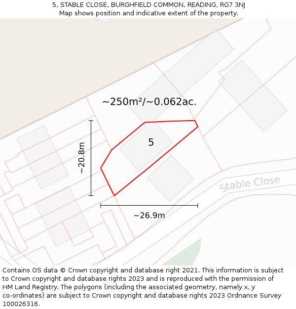 5, STABLE CLOSE, BURGHFIELD COMMON, READING, RG7 3NJ: Plot and title map
