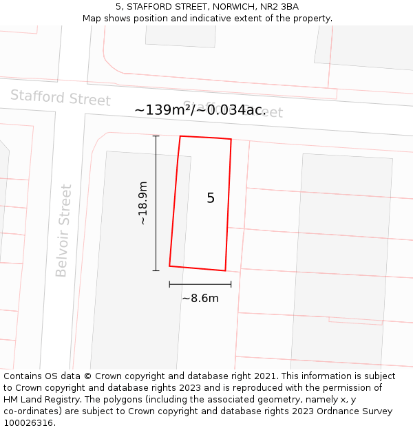 5, STAFFORD STREET, NORWICH, NR2 3BA: Plot and title map