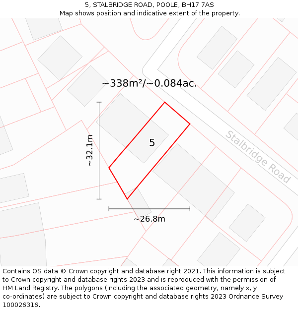 5, STALBRIDGE ROAD, POOLE, BH17 7AS: Plot and title map