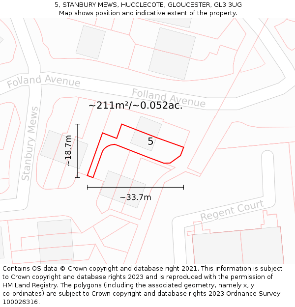 5, STANBURY MEWS, HUCCLECOTE, GLOUCESTER, GL3 3UG: Plot and title map