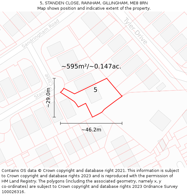 5, STANDEN CLOSE, RAINHAM, GILLINGHAM, ME8 8RN: Plot and title map