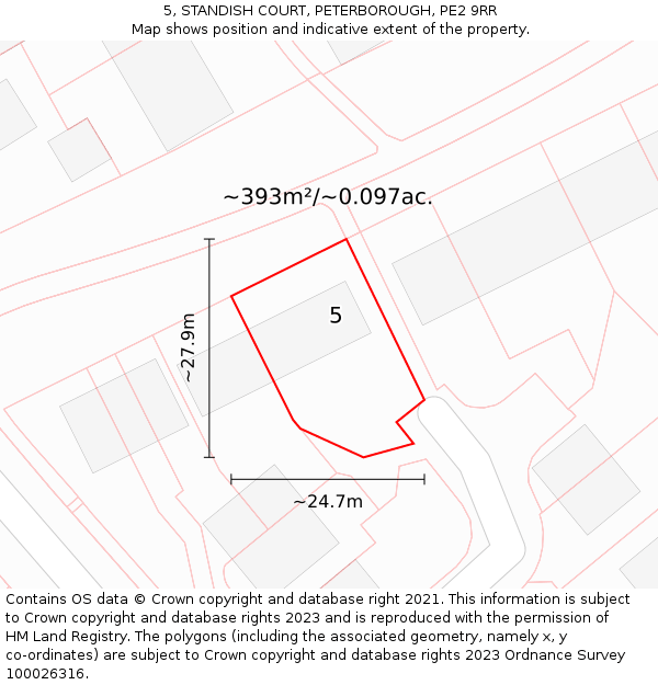 5, STANDISH COURT, PETERBOROUGH, PE2 9RR: Plot and title map