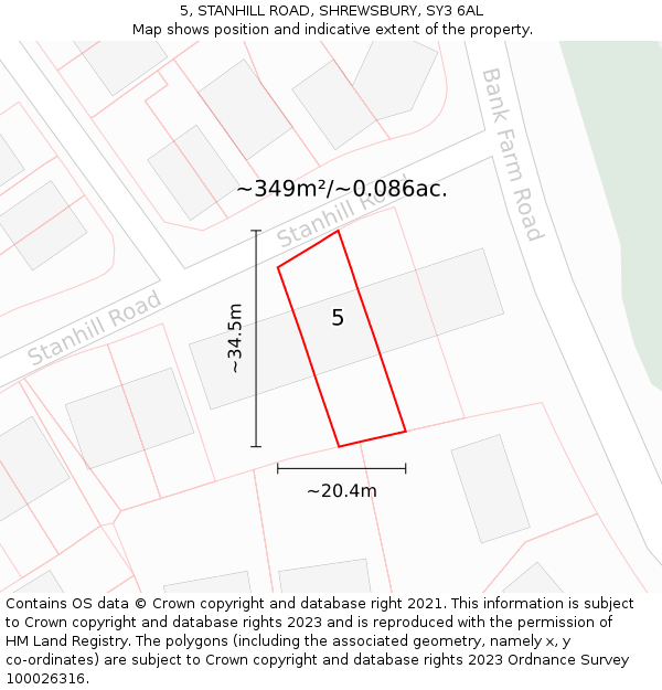 5, STANHILL ROAD, SHREWSBURY, SY3 6AL: Plot and title map
