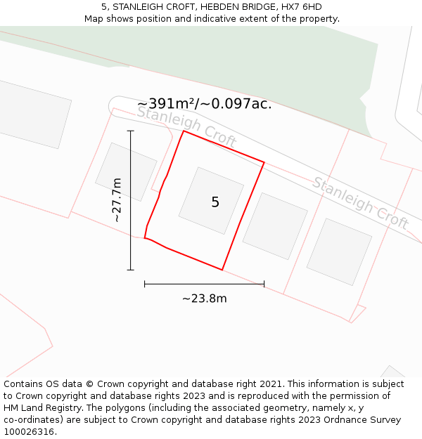 5, STANLEIGH CROFT, HEBDEN BRIDGE, HX7 6HD: Plot and title map