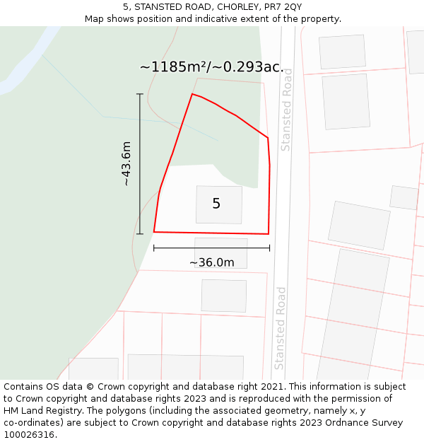 5, STANSTED ROAD, CHORLEY, PR7 2QY: Plot and title map