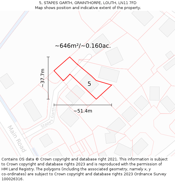 5, STAPES GARTH, GRAINTHORPE, LOUTH, LN11 7FD: Plot and title map