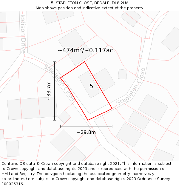5, STAPLETON CLOSE, BEDALE, DL8 2UA: Plot and title map