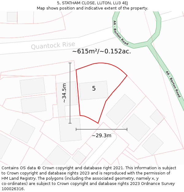 5, STATHAM CLOSE, LUTON, LU3 4EJ: Plot and title map