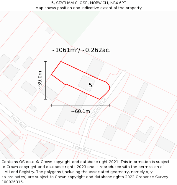 5, STATHAM CLOSE, NORWICH, NR4 6PT: Plot and title map