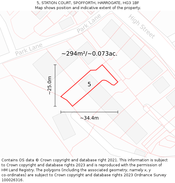 5, STATION COURT, SPOFFORTH, HARROGATE, HG3 1BF: Plot and title map