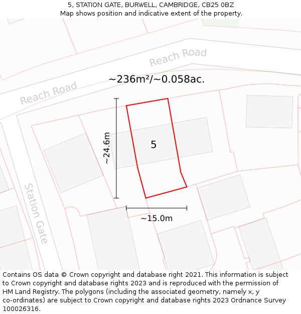 5, STATION GATE, BURWELL, CAMBRIDGE, CB25 0BZ: Plot and title map