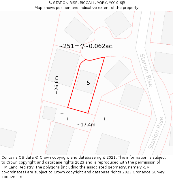 5, STATION RISE, RICCALL, YORK, YO19 6JR: Plot and title map