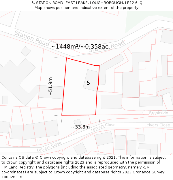 5, STATION ROAD, EAST LEAKE, LOUGHBOROUGH, LE12 6LQ: Plot and title map