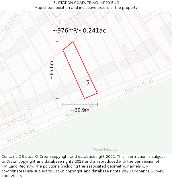 5, STATION ROAD, TRING, HP23 5NG: Plot and title map