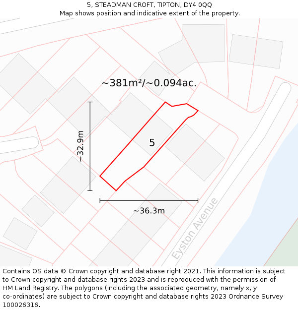 5, STEADMAN CROFT, TIPTON, DY4 0QQ: Plot and title map